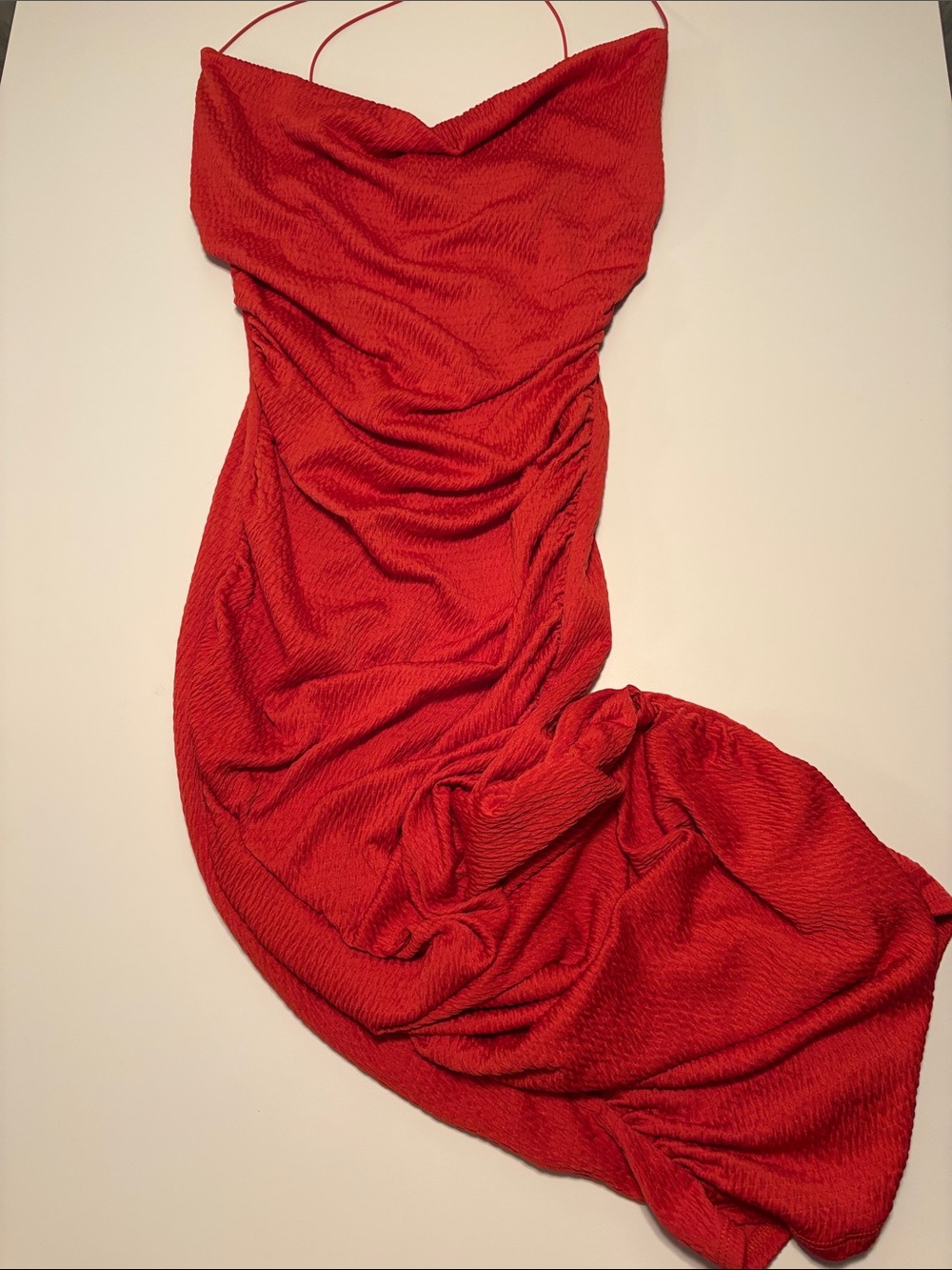 Red Cowl Neck Slip Dress - Women